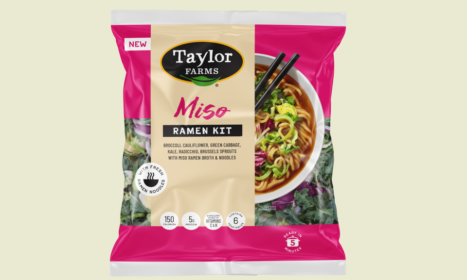 Miso ramen kit featuring noodles, miso paste, and fresh vegetables in a vibrant presentation.
