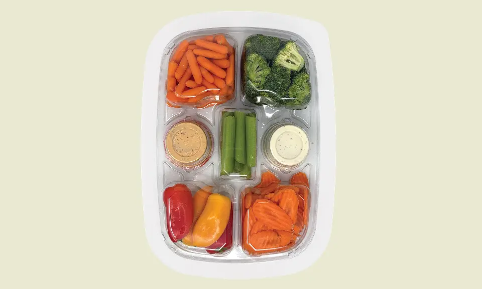 Double Dip Vegetable Tray with Ranch & Chipotle Bitchin’ Sauce - 32 oz - plate