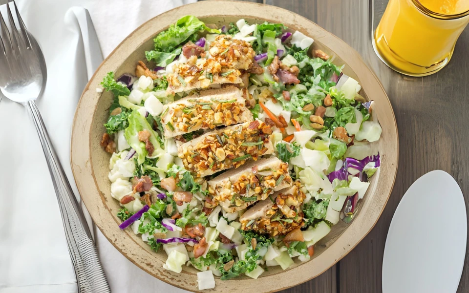 Rosemary Almond Crusted Chicken Salad