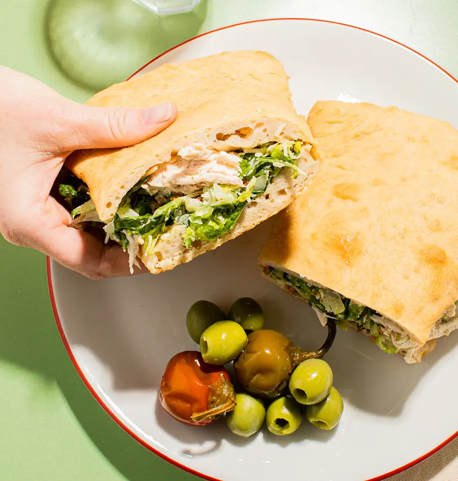 Chicken Caesar Pizza Dough Sandwich